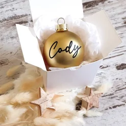 New Personalisierte Christbaumkugel / Weihnachtskugel mit Name oder Wunschtext - aus Glas - Ø 6 cm - Geschenkidee Baumschmuck Personalisierbar