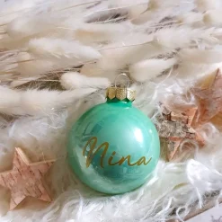 New Personalisierte Christbaumkugel / Weihnachtskugel mit Name oder Wunschtext - aus Glas - Ø 6 cm - Geschenkidee Baumschmuck Personalisierbar