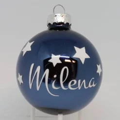 Baumschmuck Personalisierbar|manufaktur milena personalisierte Christbaumkugel aus Glas | ca. 6cm Durchmesser |  Weihnachtsschmuck |