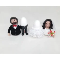 Gastgeschenke|MRWolldesign Personalisierte Eierbecher & Eierwärmer Brautpaar – Handgemachtes Hochzeitsgeschenk Unikat
