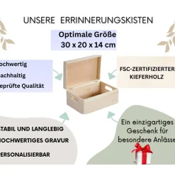 Best Personalisierte Erinnerungskiste für Babys mit Fußabdruck-Motiv, individuell gestaltet mit Name und Datum auf einer Holz Dekoration