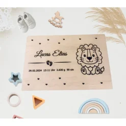 Personalisierte Erinnerungskiste für Babys - Safari-Tiergruppe Löwe - Mit Name und Datum personalisiert Dekoration