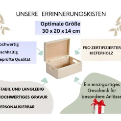Personalisierte Erinnerungskiste für Babys - Regenbogen  - Personalisiert mit Name & Datum - Holzbox Dekoration
