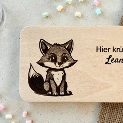 Outlet Personalisierte Frühstücksbrettchen aus Holz mit Namen – Niedlichen Fuchs  – personalisierte Geschenke zur Geburt Geschenke