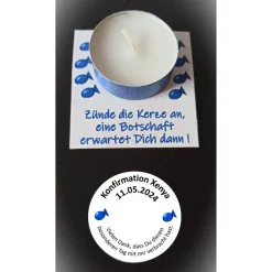 Discount Personalisierte Gastgeschenke Teelicht mit Botschaft zur Kommunion, Konfirmation oder Jugendweihe – Danksagung & Tischdeko Gastgeschenke