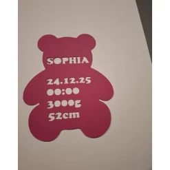 Personalisierte Geburtsanzeige 3D ausgestanzt/Namenschild Baby/ Geschenk zur Geburt Dekoration