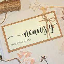 Sale Personalisierte Geldgeschenk Geburtstagskarte zum 90. Geburtstag – Handgemachte Karte mit Umschlag & Geldfach Glückwunschkarten
