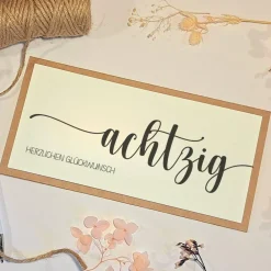 Discount Personalisierte Geldgeschenk-Karte zum 80. Geburtstag – Handgemachte Glückwunschkarte mit Umschlag Glückwunschkarten