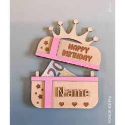 Clearance Personalisierte Geldscheinverpackung aus Holz – Gutscheinverpackung mit Gravur & Schleife zum Geburtstag Geldgeschenke