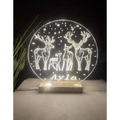 Hot Personalisierte  Geschenk-  Deko Nachtlicht - Weihnachtgeschenk für alle Familien-Rentierfamilie-Schnee- Wald- Weihnachtsgeschenke