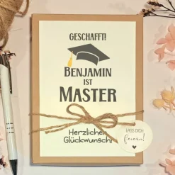 Best Personalisierte Geschenkbox zum Master Abschluss - Geldgeschenk Verpackung zum Studiunabschluss Geschenke