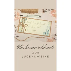 Discount Personalisierte Glückwunschkarte zur Jugendweihe – Stilvolle Geldgeschenk-Karte mit Name & Datum Glückwunschkarten