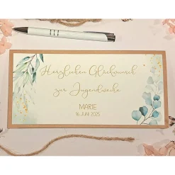 Discount Personalisierte Glückwunschkarte zur Jugendweihe – Stilvolle Geldgeschenk-Karte mit Name & Datum Glückwunschkarten