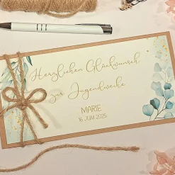 Discount Personalisierte Glückwunschkarte zur Jugendweihe – Stilvolle Geldgeschenk-Karte mit Name & Datum Glückwunschkarten