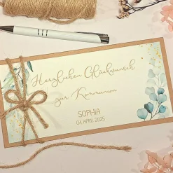 Glückwunschkarten|Fancy CraftHacks Personalisierte Glückwunschkarte zur Kommunion mit Namen – Handgemachte Geldgeschenk-Karte Erstkommunion