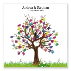 Hochzeitsgästebuch|MADYES Personalisierte Hochzeit Fingerabdruck Leinwand – Gästebuch Baum 50x50 cm – Traumhaftes Geschenk zur Trauung