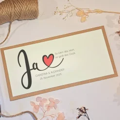 Personalisierte Hochzeitskarte mit Herz & Vintage-Design – Glückwunschkarte zur Hochzeit mit Namen & Datum Hochzeitsgeschenke