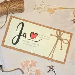 Personalisierte Hochzeitskarte mit Herz & Vintage-Design – Glückwunschkarte zur Hochzeit mit Namen & Datum Hochzeitsgeschenke