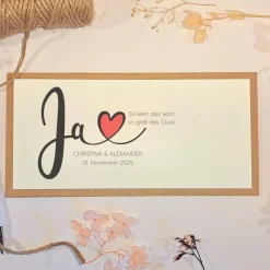 Personalisierte Hochzeitskarte mit Herz & Vintage-Design – Glückwunschkarte zur Hochzeit mit Namen & Datum Hochzeitsgeschenke