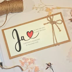 Personalisierte Hochzeitskarte mit Herz & Vintage-Design – Glückwunschkarte zur Hochzeit mit Namen & Datum Hochzeitsgeschenke