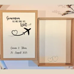 Sale Personalisierte Hochzeitsbox als Geldgeschenk – Flitterwochen Geschenkidee „Gemeinsam bis ans Ende der Welt“ Geldgeschenke