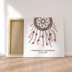 Hochzeitsgästebuch|MADYES Personalisierte Hochzeitsgästebuch Leinwand – Wedding Tree Fingerabdruck mit Herzen & Namen – Geschenk Brautpaar 50x50 c