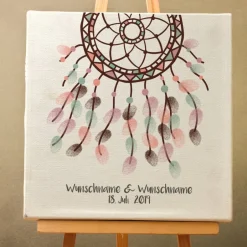 Hochzeitsgästebuch|MADYES Personalisierte Hochzeitsgästebuch Leinwand – Wedding Tree Fingerabdruck mit Herzen & Namen – Geschenk Brautpaar 50x50 c