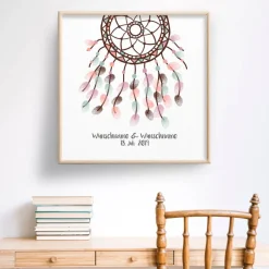 Hochzeitsgästebuch|MADYES Personalisierte Hochzeitsgästebuch Leinwand – Wedding Tree Fingerabdruck mit Herzen & Namen – Geschenk Brautpaar 50x50 c