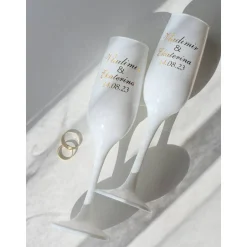 Hot Personalisierte Hochzeitsgläser und Samtüberzug oder bemalte Champagnerflasche | Geschenk für Brautparty und Gäste Hochzeitsdeko