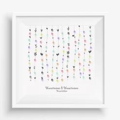 New Personalisierte Hochzeitsgästebuch Leinwand – Wedding Tree Fingerabdruck mit Herzen & Namen – Geschenk Brautpaar 50x50 c Hochzeitsgästebuch