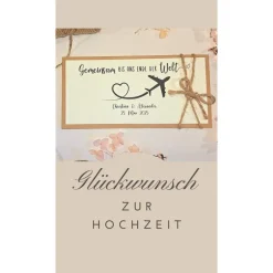 Sale Personalisierte Hochzeitskarte Reise – Geldgeschenk & Gutschein Verpackung, minimalistisch, Kraftkarton Hochzeitsgeschenke
