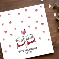 Best Personalisierte Hochzeitsgästebuch Leinwand – Wedding Tree Fingerabdruck mit Herzen & Namen – Geschenk Brautpaar 50x50 c Hochzeitsgästebuch