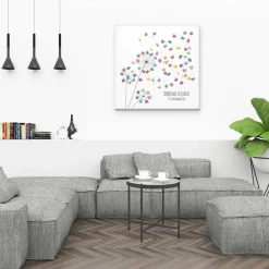 New Personalisierte Hochzeitsgästebuch Leinwand – Wedding Tree Fingerabdruck mit Herzen & Namen – Geschenk Brautpaar 50x50 c Hochzeitsgästebuch