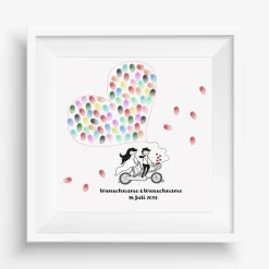 Hot Personalisierte Hochzeitsgästebuch Leinwand – Wedding Tree Fingerabdruck mit Herzen & Namen – Geschenk Brautpaar 50x50 c Hochzeitsgästebuch