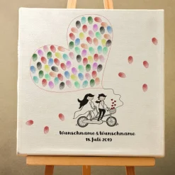 Hot Personalisierte Hochzeitsgästebuch Leinwand – Wedding Tree Fingerabdruck mit Herzen & Namen – Geschenk Brautpaar 50x50 c Hochzeitsgästebuch