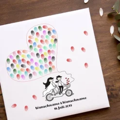 Hot Personalisierte Hochzeitsgästebuch Leinwand – Wedding Tree Fingerabdruck mit Herzen & Namen – Geschenk Brautpaar 50x50 c Hochzeitsgästebuch