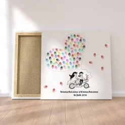 Hot Personalisierte Hochzeitsgästebuch Leinwand – Wedding Tree Fingerabdruck mit Herzen & Namen – Geschenk Brautpaar 50x50 c Hochzeitsgästebuch