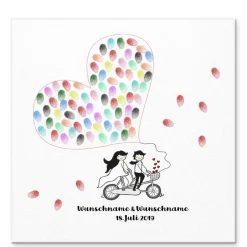 Hot Personalisierte Hochzeitsgästebuch Leinwand – Wedding Tree Fingerabdruck mit Herzen & Namen – Geschenk Brautpaar 50x50 c Hochzeitsgästebuch