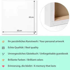 Best Personalisierte Hochzeitsgästebuch Leinwand – Wedding Tree Fingerabdruck mit Herzen & Namen – Geschenk Brautpaar 50x50 c Hochzeitsgästebuch