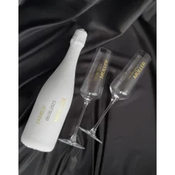Personalisierte Hochzeitsgläser und Samtüberzug oder bemalte Champagnerflasche | Geschenk für Brautparty und Gäste Hochzeitsdeko