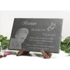 New Personalisierte Schiefertafel 30x20cm – Grabstein & Gedenktafel mit Wunschgravur Gedenksteine