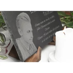 New Personalisierte Schiefertafel 30x20cm – Grabstein & Gedenktafel mit Wunschgravur Gedenksteine
