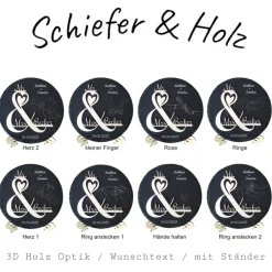 Personalisierte Schiefertafel mit 3D-Holzgravur – Perfekt als Geschenk für Hochzeit, Verlobung, Hochzeitstag Hochzeitsgeschenke