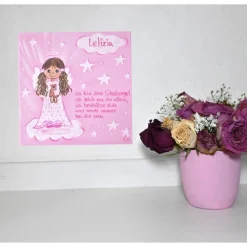 Personalisierte Schutzengelbild Mädchen – Handgemalt, einzigartiges Taufgeschenk & Geburtstagsgeschenk mit Spruch Geschenke