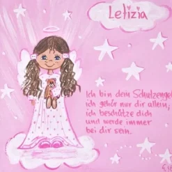 Personalisierte Schutzengelbild Mädchen – Handgemalt, einzigartiges Taufgeschenk & Geburtstagsgeschenk mit Spruch Geschenke