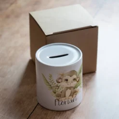 Discount Personalisierte Spardose *Safari Tiere - Affe* aus Keramik mit Name / Geschenk für Kinder zur Einschulung Geldgeschenke