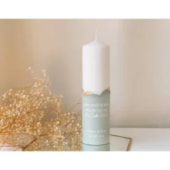 New Personalisierte Traukerze mit grauem Gips-Sockel und Blattgold Akzenten | Ein elegantes Accessoire für Eure Hochzeit Hochzeitskerzen
