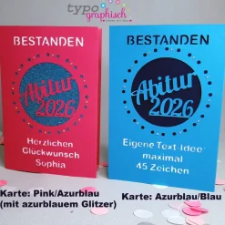 Glückwunschkarten|Typographisch  Karten Personalisierte und handgefertigte Glückwunschkarten zum bestandenen Abitur 2026 - Motiv Punkt