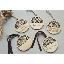 Best Personalisierte Weihnachtskugel aus Holz / eigener Text möglich Weihnachtsaccessoires