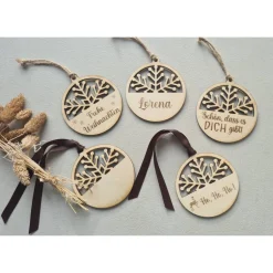 Best Personalisierte Weihnachtskugel aus Holz / eigener Text möglich Weihnachtsaccessoires